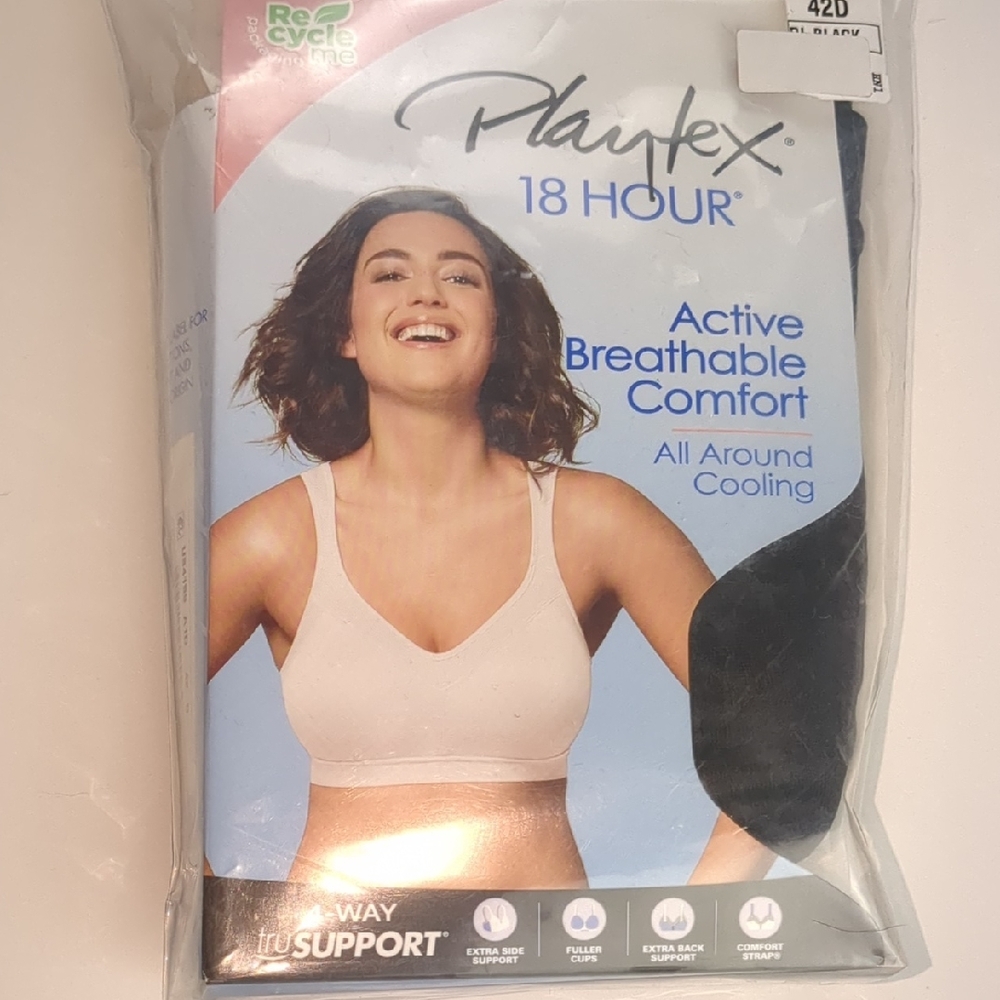 Playtex 18 Hour Active Breathable Comfort Bra-Black